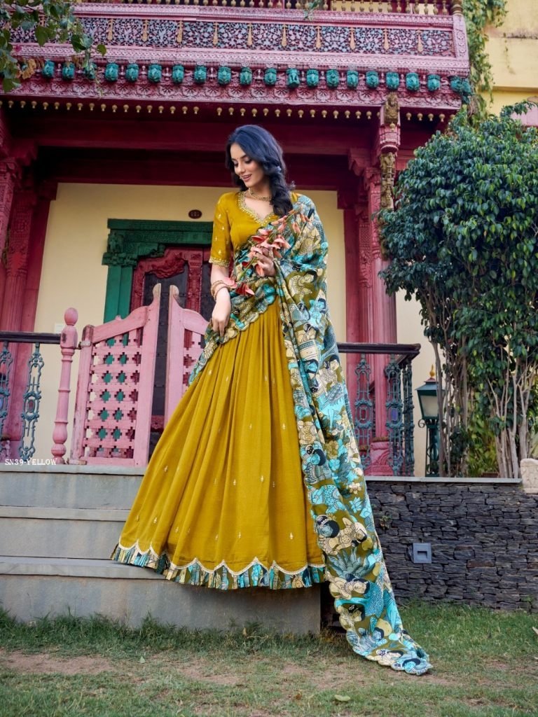 stitched vichitra silk lehenga 1761893041 Stitched Vichitra Silk Lehenga with Thread Sequins Work