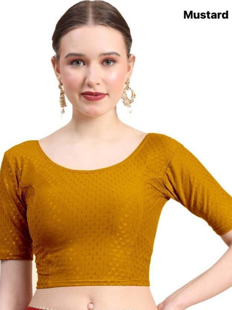 stretchable round neck mustard 1748775631 Stretchable Round Neck Mustard Blouse