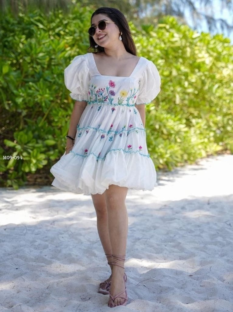 stunning white lily georgette 1717755297 Stunning White Lily Georgette Midi Western One Piece