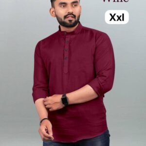Style Mens Wine Wear Cotton Short Kurta