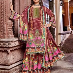 Stylish chocolate Colour TopSharara With Dupatta Set