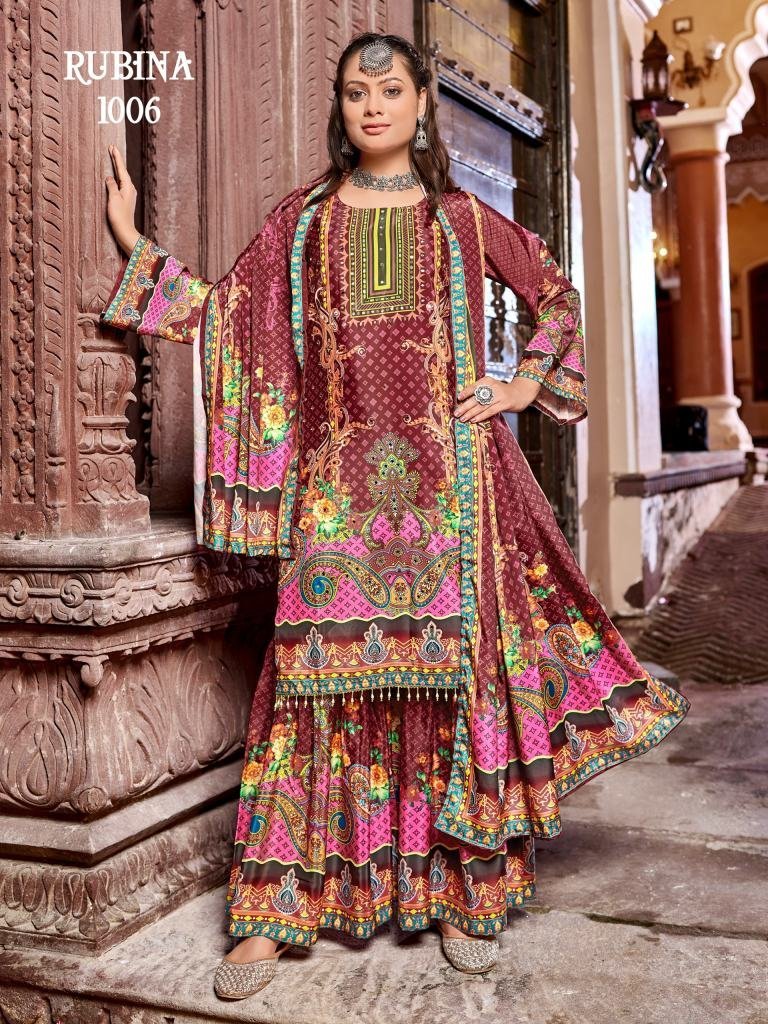 stylish chocolate colour top s 1759485686 Stylish chocolate Colour TopSharara With Dupatta Set