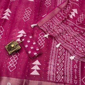 Stylish Cotton Zari Jacquard Pink Saree