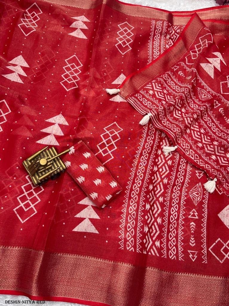 stylish cotton zari jacquard r 1717479708 Stylish Cotton Zari Jacquard Red Saree