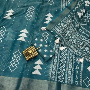 Stylish Cotton Zari Jacquard Rama Saree