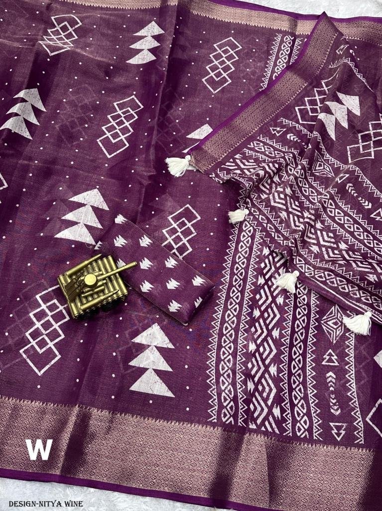 stylish cotton zari jacquard w 1717480299 Stylish Cotton Zari Jacquard Wine Saree