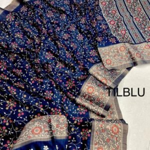 Stylish Dola Silk Jacquard Till Blue Saree