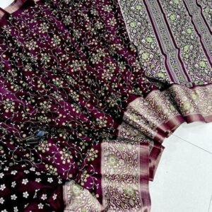 Stylish Dola Silk Jacquard Wine Saree