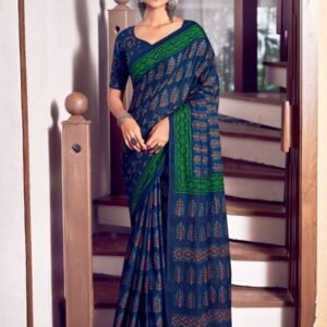 Stylish Egyptian Blue Cotton Saree