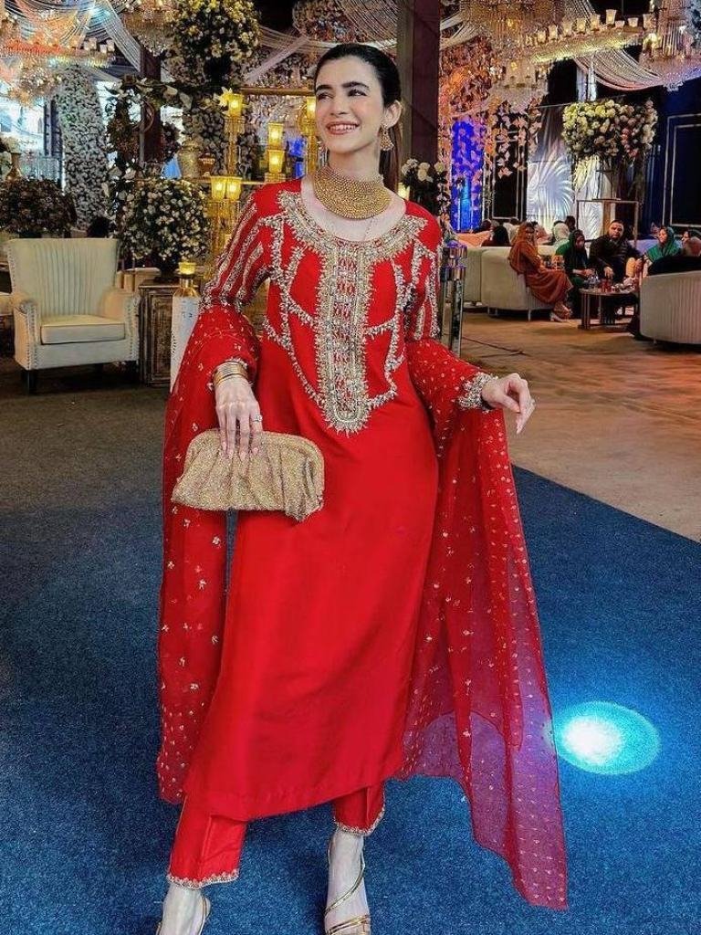 stylish good quality red georg 1728555961 Stylish Good Quality Red Georgette Palazzo Set