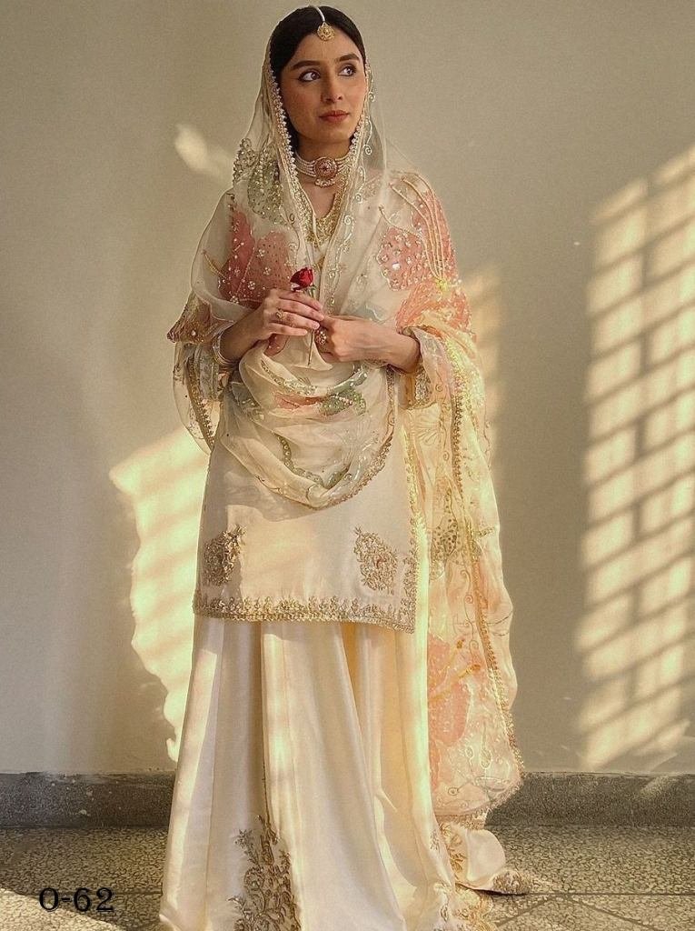 stylish heavy chinon embroider 1724154473 Stylish Heavy Chinon Embroidered Work White Gharara Suit
