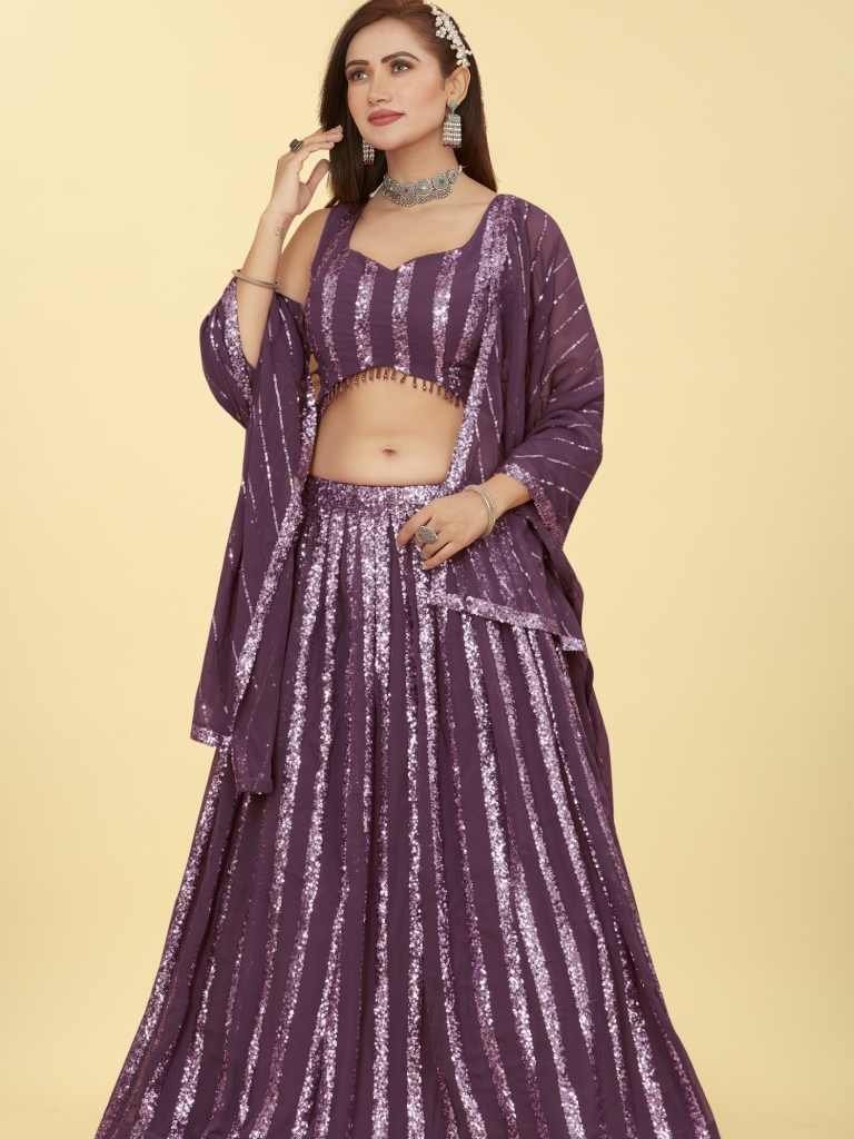 stylish mauve color sequence l 1714564770 Stylish Mauve Color Sequence Lehenga Choli