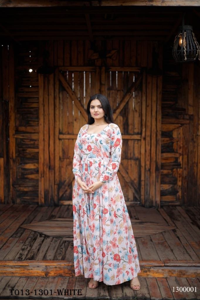 stylish party flower printed l 1717763596 Stylish Party Flower Printed Long Sleeve Gown For Women