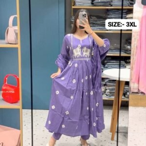 Stylish Purple Color Kurti Set With Adda Work