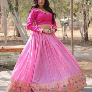 Stylish Viscose Kalamkari Pink Lehenga Choli