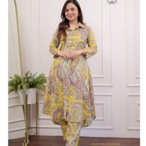 Stylish Yellow Lilan Cotton Co ord Set