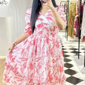 Summer Special Pink Western Georgette Midi Dress