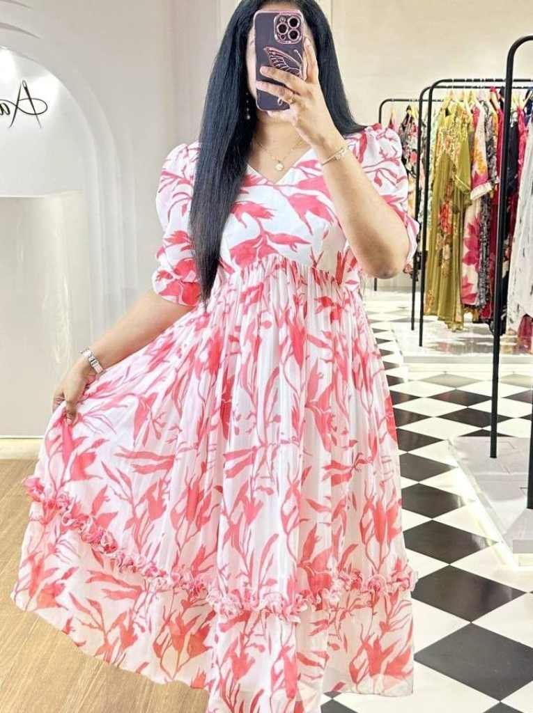 summer special pink western ge 1715594957 Summer Special Pink Western Georgette Midi Dress