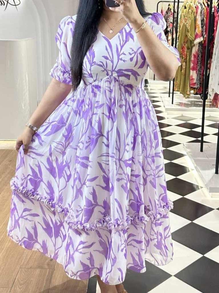 summer special purple western 1715595222 Summer Special Purple Western Georgette Midi Dress