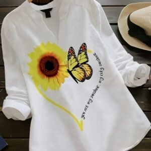 Sunflower Digital Print Rayon Ladies Top
