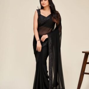 Supper Hot Black Party Wear Sequince Georgette Saree