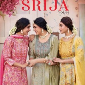 Taniksh Srija Vol 6 Rayon Print with Work Kurti 3pcs Set
