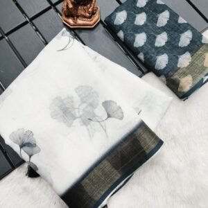 Tapasya Gray Heavy Digital Printed Linen Saree