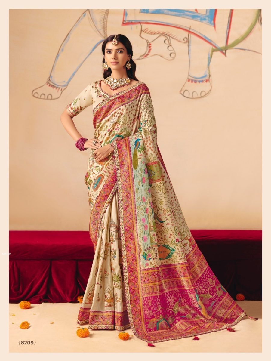 tathasu brand handloom weaving 1776949050 Anaara By Tathasu White And Pink Dola Silk Saree