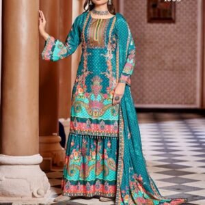 Teal Blue Colour Fancy Sharara Suit