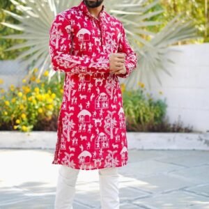 The Forest Soft Parbon Silk Lucknowi Designer Mens Kurta Pajama set