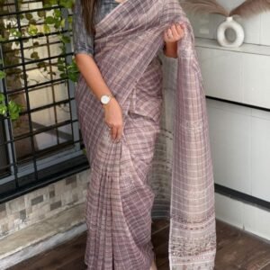 Tissue Silk Digital Printed Jacquard Lining Saree