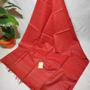 Tomato Red Striped Kota Viscose Silk Saree