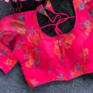 Tomato Sobha Flower Printed Organza Readymade Blouse