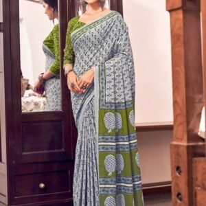 Top Trending Grey colour Cotton Saree