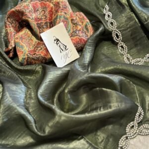 Traditional Ajarak Print Soft Tissue Silk Green Saree