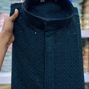Traditional Chikan Work Rayon Rama Kurta With Pyjama