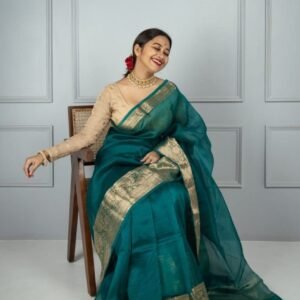 Traditional Dyeable Border Saree In Banarasi Kora Organza Fabric
