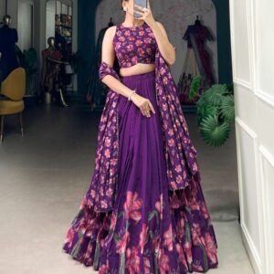 Traditional Floral Printed Lehenga Choli With Foil Work