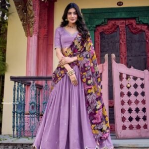 Traditional Kalamkari Print Lehenga Set in Vichitra Silk
