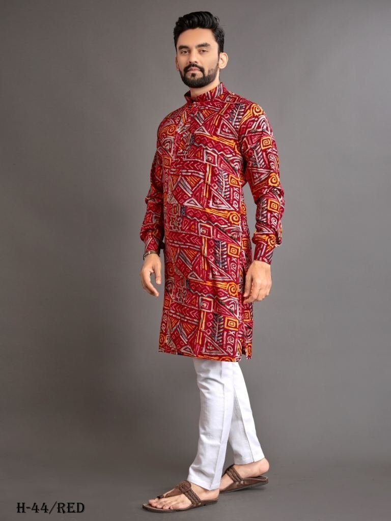 traditional navratri wear cott 1723637806 Traditional Navratri Wear Cottan Red Kurta With Pajama