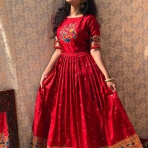 Traditional Paithani Silk Red Ready made Gown