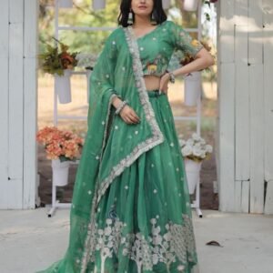 Traditional Wear Embroidered Green Lehenga Choli