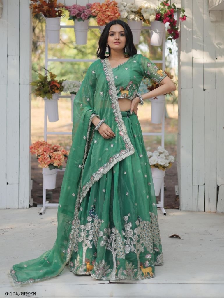 traditional wear embroidered g 1725270399 Traditional Wear Embroidered Green Lehenga Choli