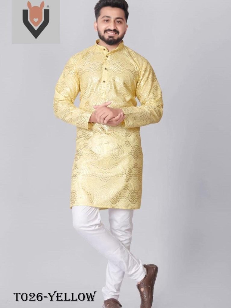 traditional wear georgette yel 1718012876 Traditional Wear Georgette Yellow Printed work Kurta With Pajama Set
