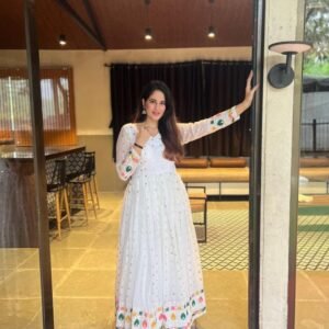 Trendy Party Wear White Georgette Anarkali Suit