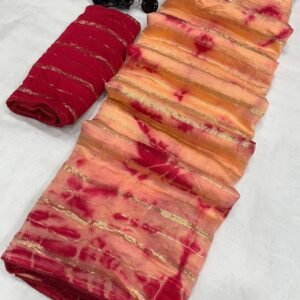 Trendi Viscos Lining Tie Dye Latkan Silk Red Saree