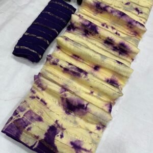 Trendi Viscos Lining Tie Dye Latkan Silk Purple Saree