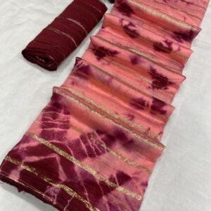 Trendi Viscos Lining Tie Dye Latkan Silk Maroon Saree