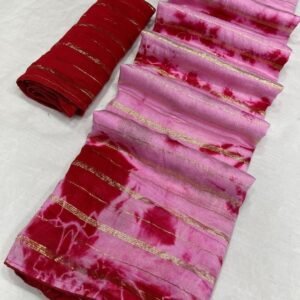 Trendi Viscos Lining Tie Dye Latkan Silk Pink Saree