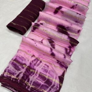 Trendi Viscos Lining Tie Dye Latkan Silk Wine Saree